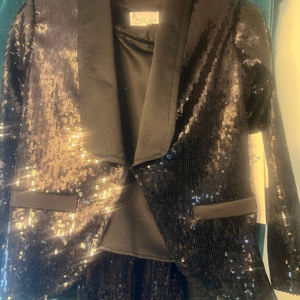 Girls Pippa & Julie Sequin 3 piece pant set